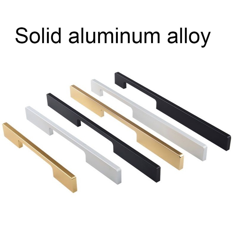 Gold Black Long Furniture Cabinet Handles Kitchen Wardrobe Drawer Pulls Handles Aluminum Alloy Solid Modern T Bar Handle