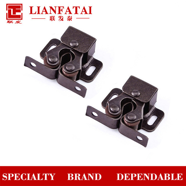 Double Roller Catch Cabinet Door Clip Cupboard Cabinet Door Closet Latch Brown Steel