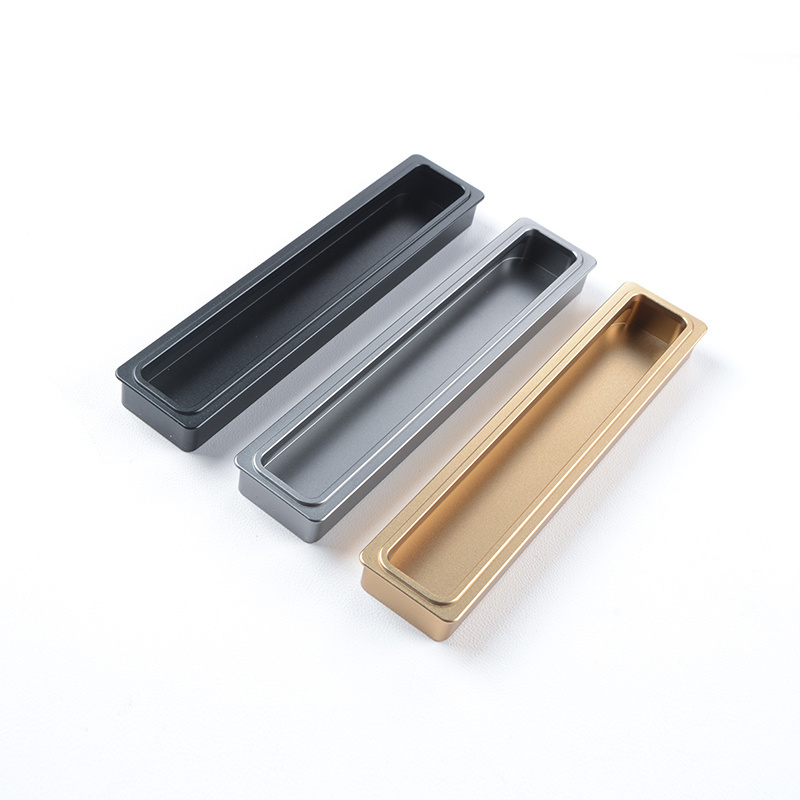 Guangzhou hardware Black Embedded Concealed Handle Gold Silver Drawer Handle Green Bronze Slotted Sliding Door Handle