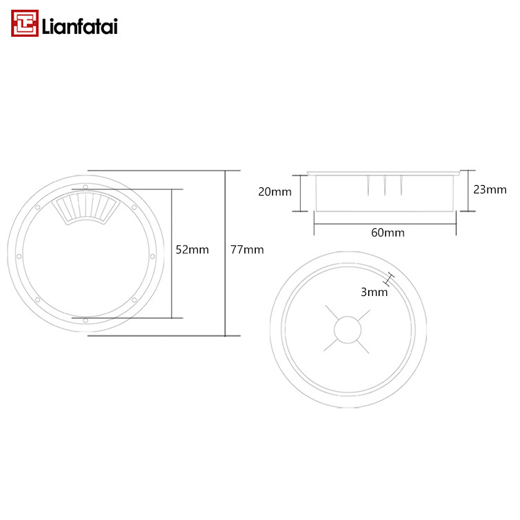 Plastic Desk Hole Cover Furniture Cable Grommet Polystyrene PS Plastic Other Furniture Hardware,other Furniture Hardware Black