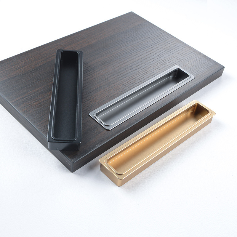 Guangzhou hardware Black Embedded Concealed Handle Gold Silver Drawer Handle Green Bronze Slotted Sliding Door Handle