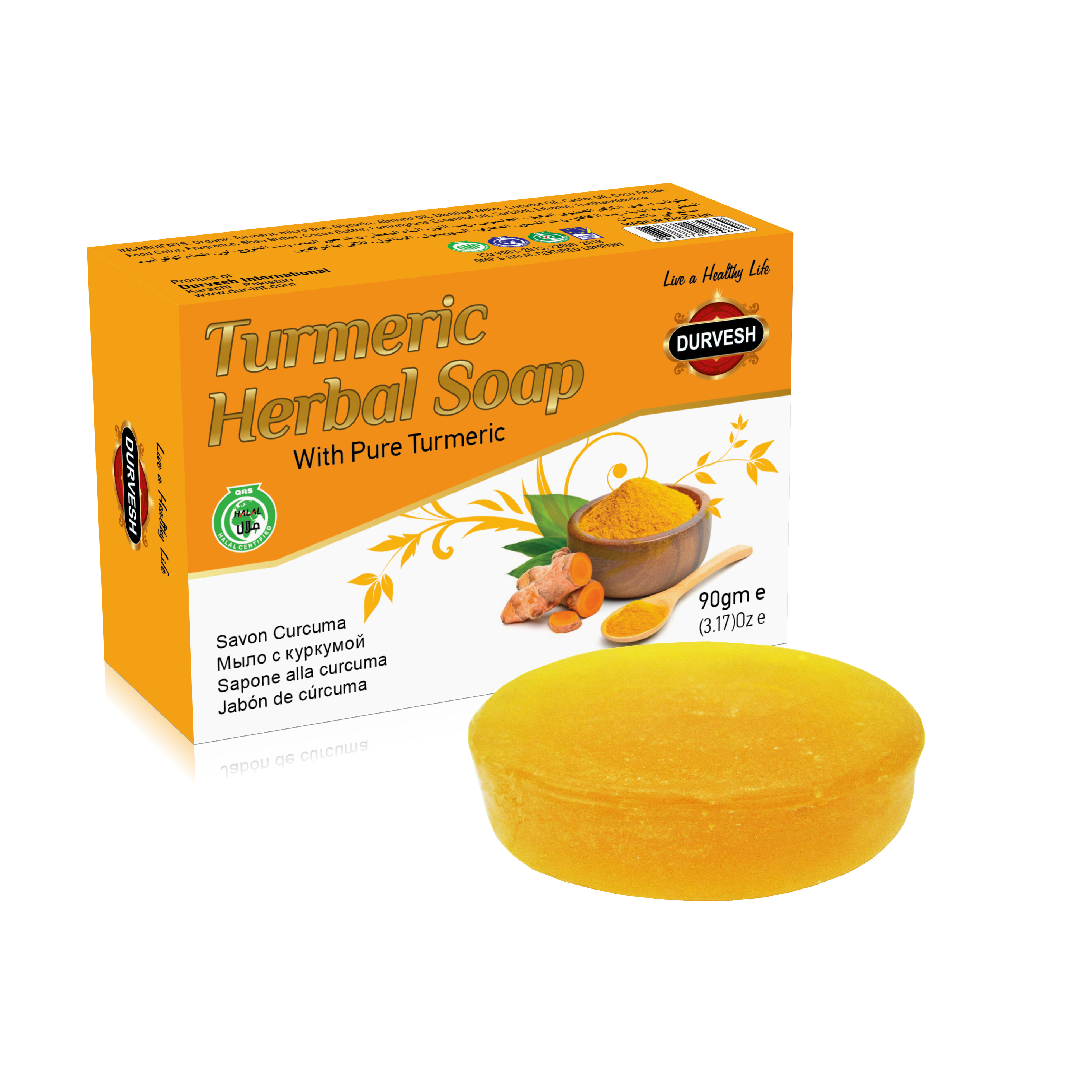 TURMERIC HERBAL SOAP 90GM Herbal Soap Private Label Whole Sale Handmade 100% Pure Soap Beauty Skin Whitening