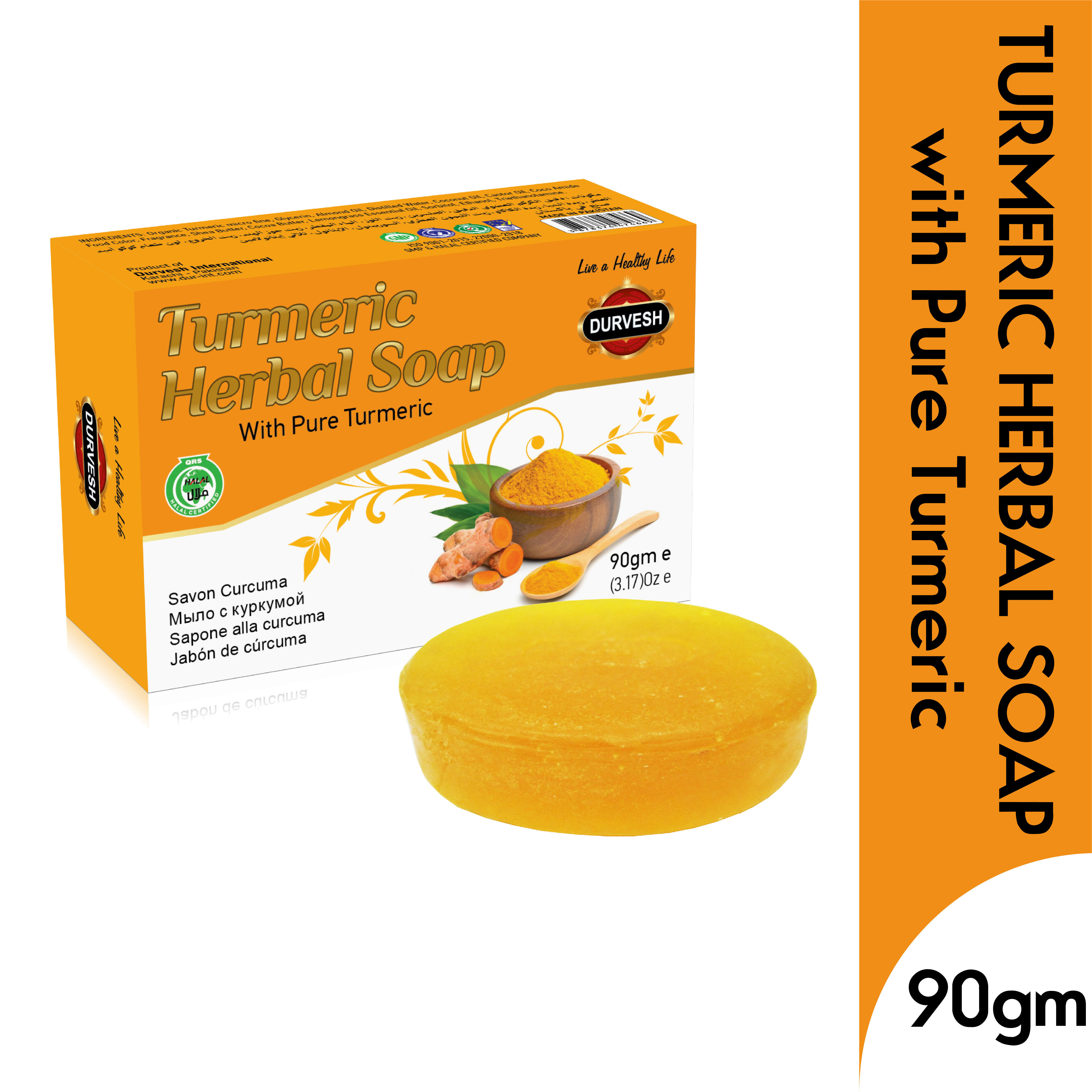 TURMERIC HERBAL SOAP 90GM Herbal Soap Private Label Whole Sale Handmade 100% Pure Soap Beauty Skin Whitening