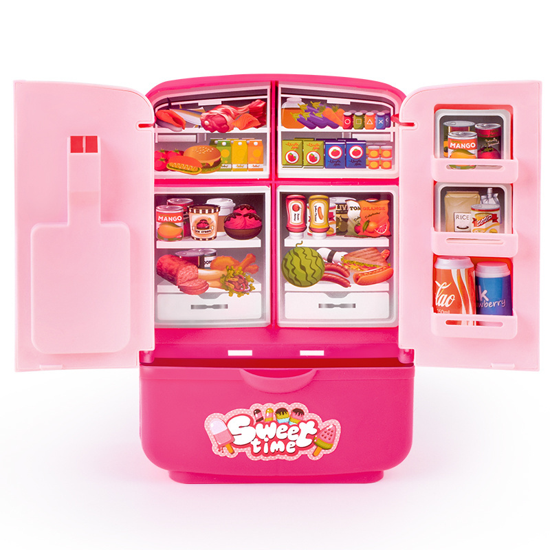 Kitchen Toys Fridge Refrigerator With Ice Dispenser Role Play Toy For Kids Kitchen Set