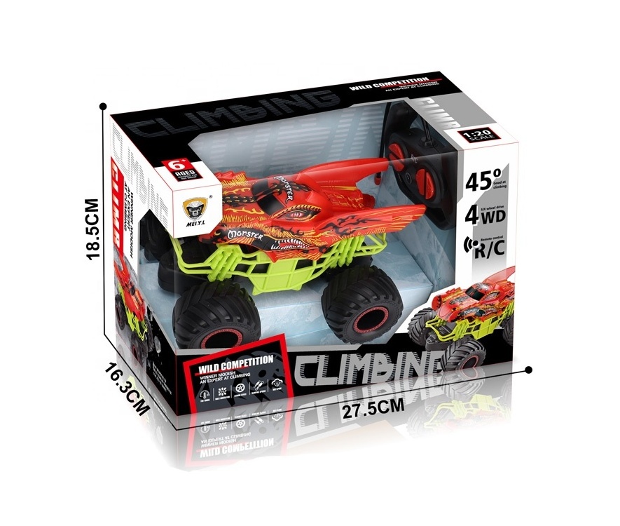 1/20 Scale 4WD Wild Competition Monster RC Climbing Toy Car Big Wheels Remote Control Off-road Car