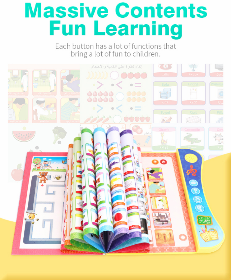 Early educational talking learning letter story sound book kids arabic toys