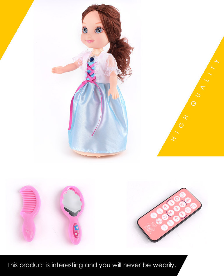 intelligent beauty girl remote control rotation dancing dolls toy with light music