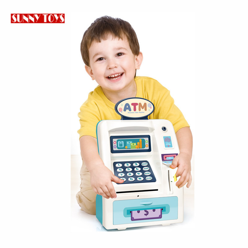 electric cash register piggy banks plastic toy music light monkey management boxes baby atm machine toy atm bank for children