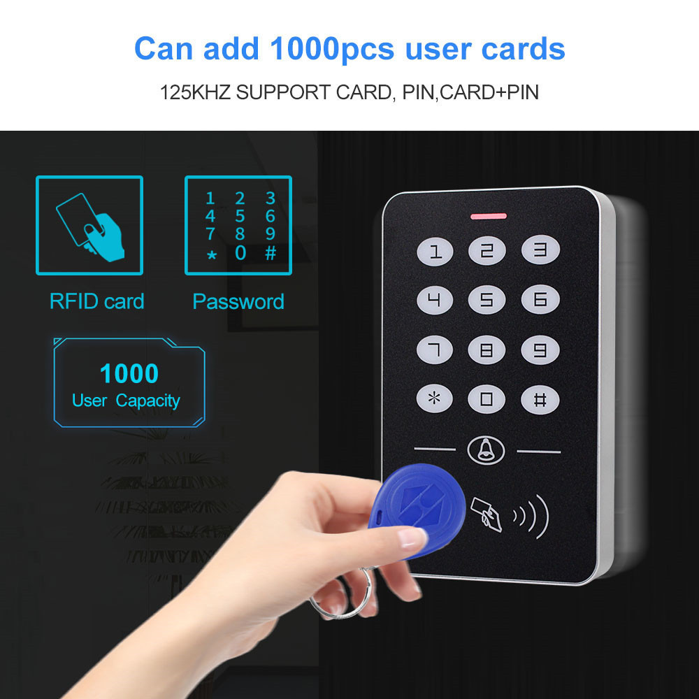 Waterproof RFID 125KHz Access Control Keypad with 180KG magnetic lock RFID Reader access controller kit