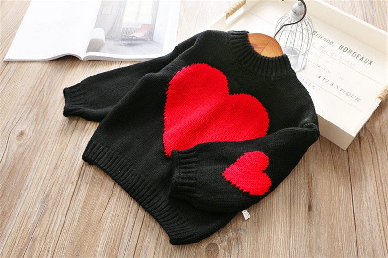 Girls Sweater Kids Soft Knitting Pullover Autumn Winter Children Crochet Love Heart Knitted Pattern Blouse Baby Girls Clothes