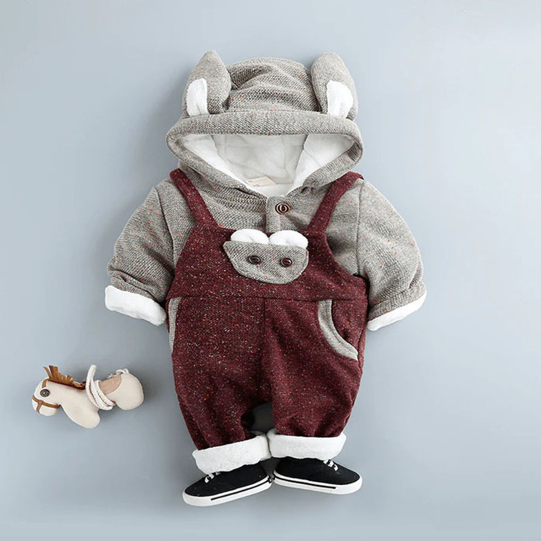 Autumn And Winter Child Suit New Baby Baby Bear Cashmere Trouser Suit Children'S Two Sets Of Children'S Clothing