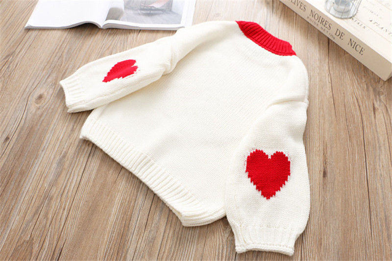 Girls Sweater Kids Soft Knitting Pullover Autumn Winter Children Crochet Love Heart Knitted Pattern Blouse Baby Girls Clothes