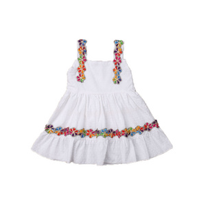 Girl Casual Summer Dress For 1Y-6Y Flower Applique Toddler Kid Baby Girl Sundress Classic Birthday Party Dress Clothes