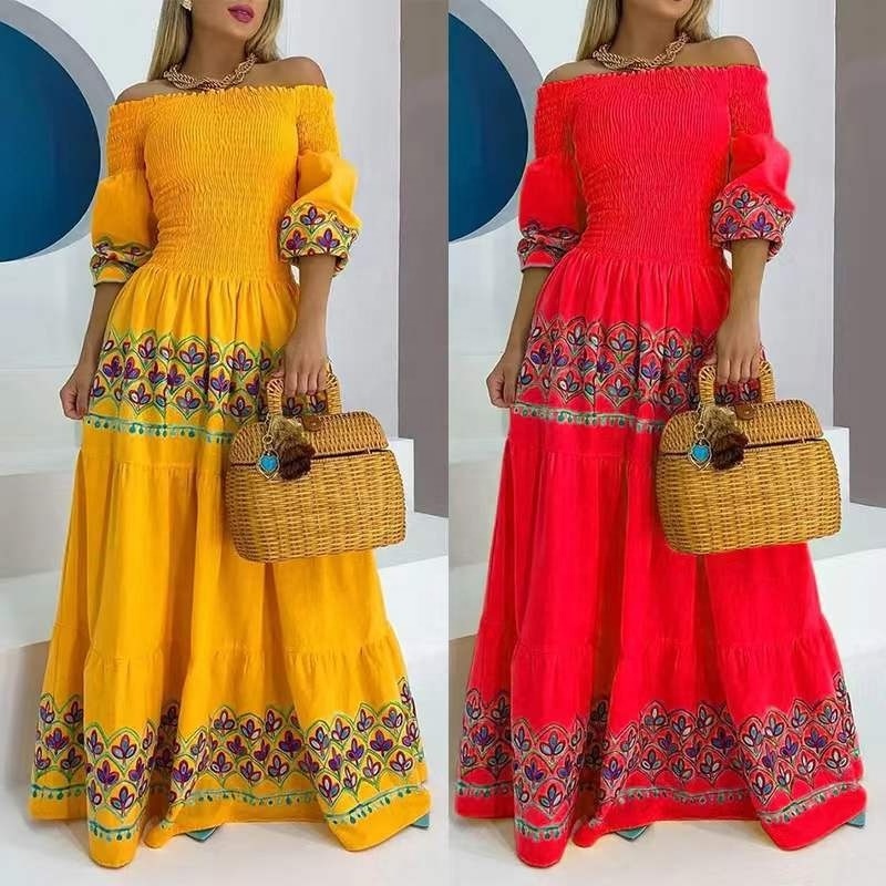 African ankara kitenge designs summer new fashion halter Bohemian dresses national style print long dresses