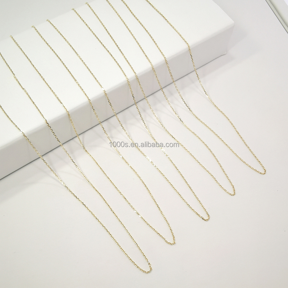 Wholesale 9K, 14K, 18K Solid Gold Chain Necklace Gold Cable Cross Chain New Design 9K Gold Fine Jewelry for Pendant Chain