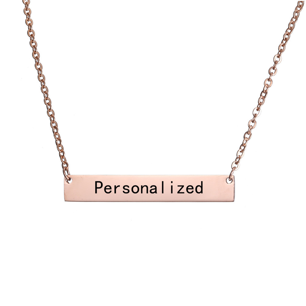 Tennis Necklace With Letter Pendant Personalized Blank Bar Engrave Name Birthday Date Gold Rose Gold Steel Plate For Girl Gift