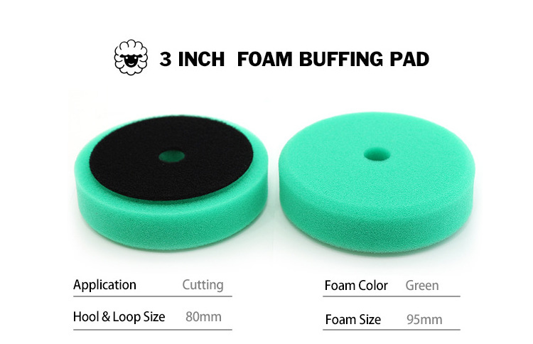 Auto care 3 inch classic foam china car detailing polishing pad green compound buffing sponge pads