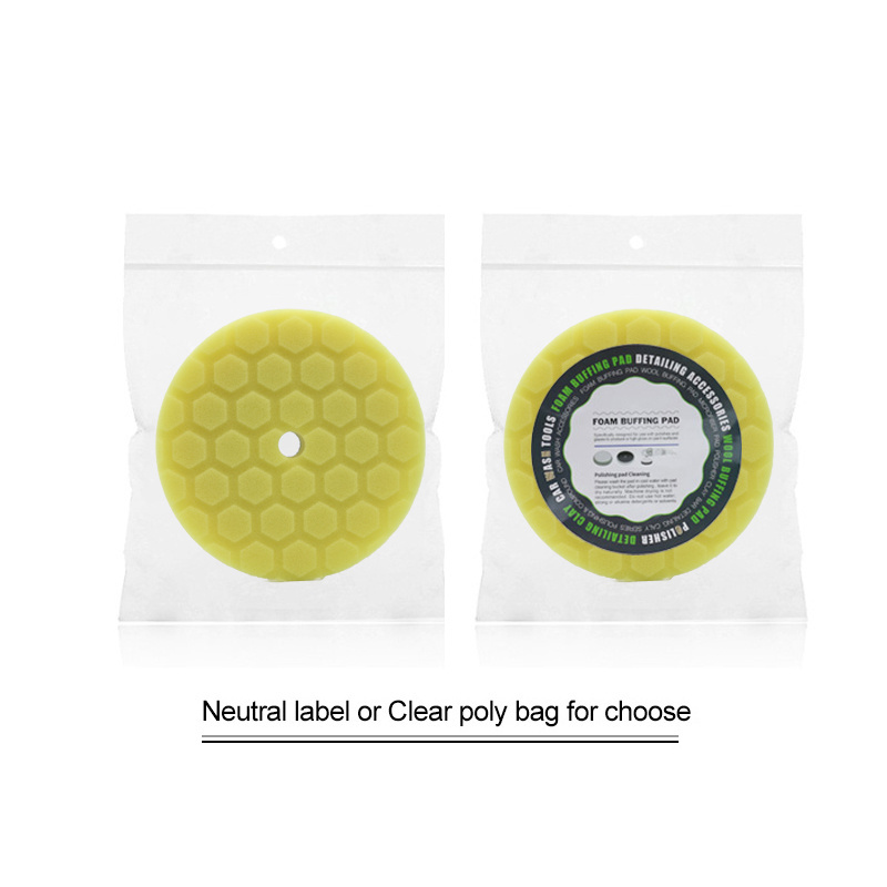 Yellow da foam polishing pads wholesales 6 inch car buffing pad with special hexagon design