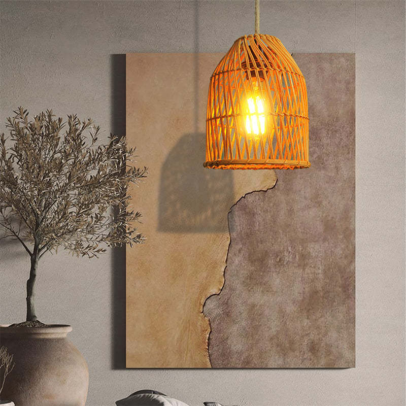 New Arrivals Handmade Wholesale Rattan Woven Ceiling Lampshade Natural Wicker Hanging Pendant Light Vintage Lamp Shades Covers