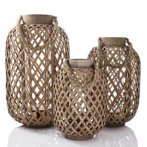 Antique floor lamp cover bamboo wicker lanterns handmade craft wholesale decorative candle holder lantern for home wedding decor