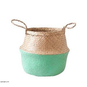 Folding flower belly basket woven belly seagrass storage good price home storage & organization collapsible laundry baskets