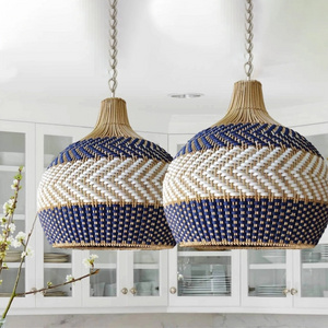 Cheap wholesale products lamp shades covers rattan hand woven home decor ceiling pendant lights modern chandelier lightings