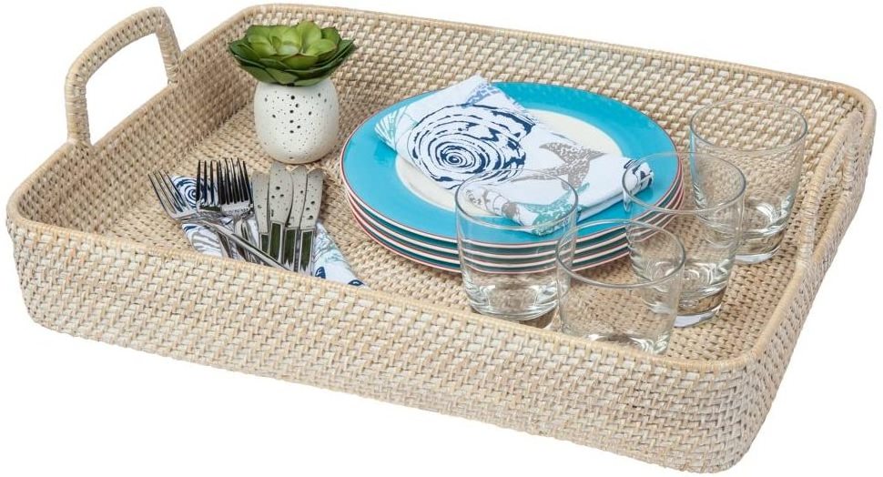 Wholesales round seagrass tray utensil tea seagrass tray  good handle