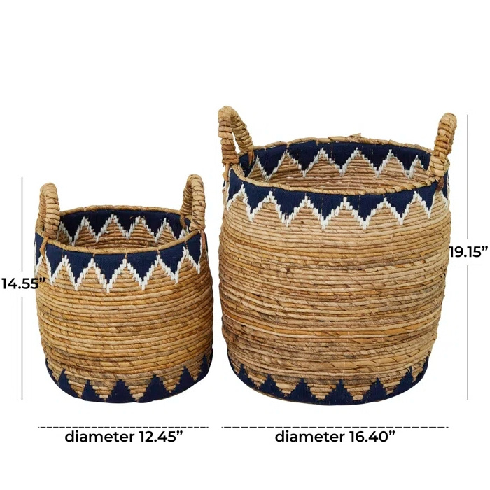 Seagrass Woven Baskets Round Decorative Storage Wicker Clothing Laundry Hamper Wholesale Handicraft New Style Natural Vietnam PE