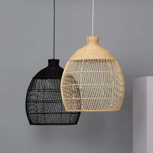 Vietnam Vintage Handmade Woven Wicker Bamboo Pendant Light Rattan  Wooden Lampshade Lamp Shade Cover for Home Living Room Decor