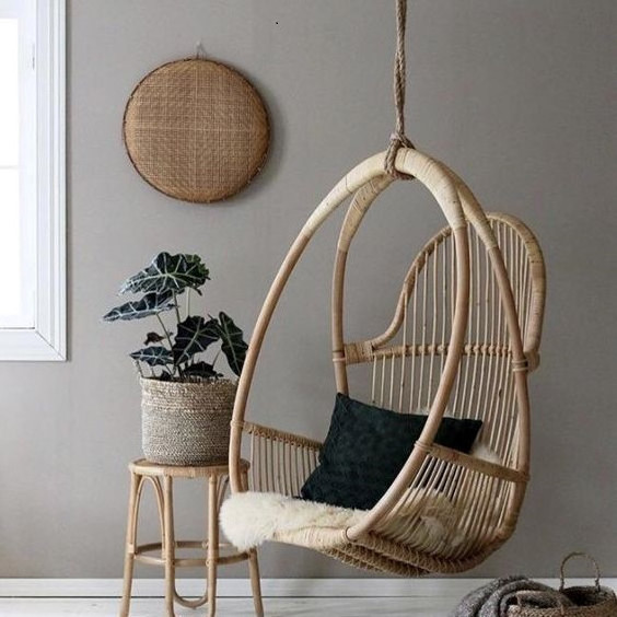 Eco-friendly unique rattan hanging chair woven swing hanging chair rattan for decoration