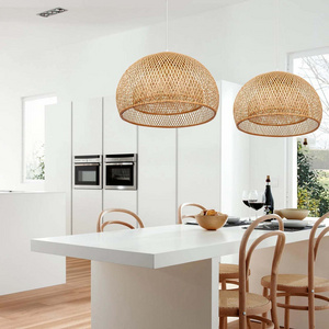 Rattan Lampshade Home Decoration Light Diffusion Cover Traditional Rattan Lampshade Fiber Vintage Eco-friendly Antique Round 0.6