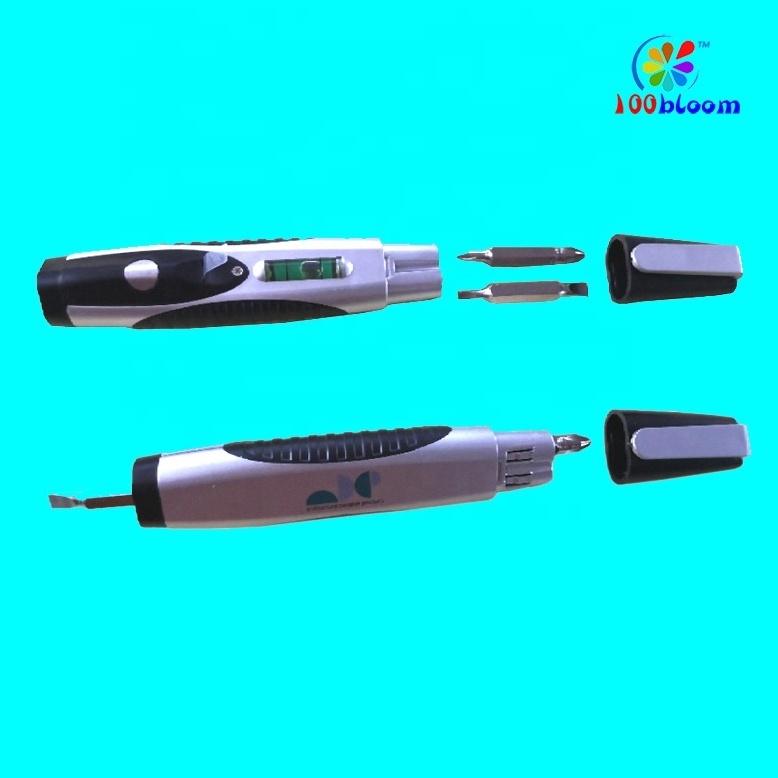 Factory wholesale promotional portable multifunctional mini screwdriver with horizontal level led pen tool set