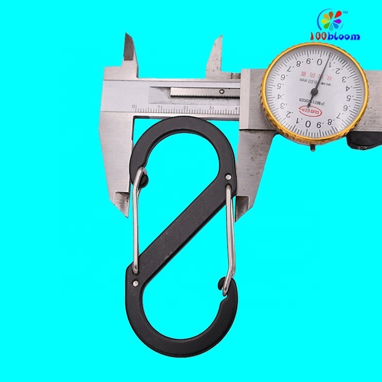 China hardware factory wholesale  8.8 cm aluminum biner clip wire gate s shape carabiner hook