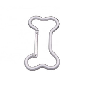 Factory wholesale 8.4cm dog bone shaped aluminum keychain carabiner spring hook