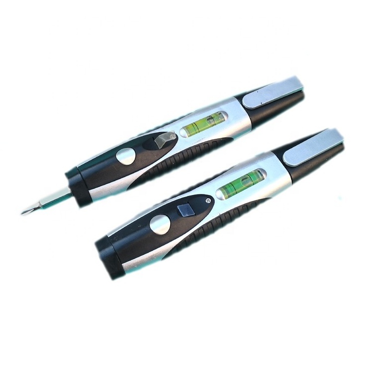 Factory wholesale promotional portable multifunctional mini screwdriver with horizontal level led pen tool set