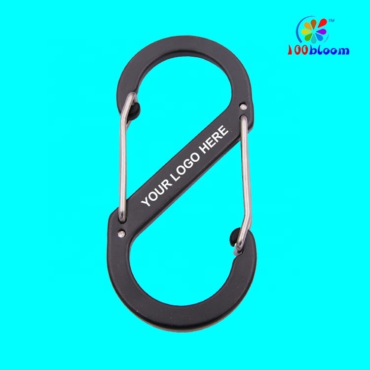 China hardware factory wholesale  8.8 cm aluminum biner clip wire gate s shape carabiner hook