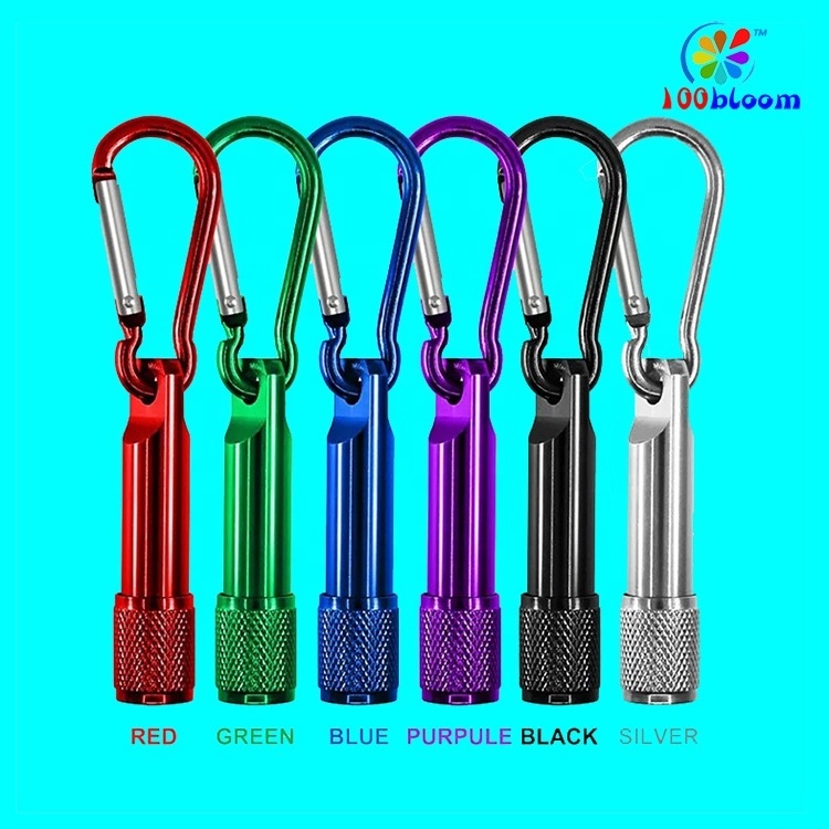 Factory wholesale promotional aluminum mini led carabiner keychain torch light