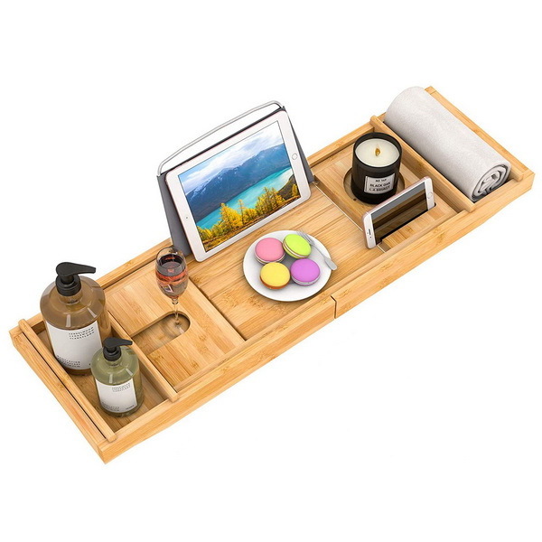 Bamboo Pull-Out Storage Organizer for Under Sink or Cabinet, 2 Tier Slide Out Wood Storage Drawer Organization