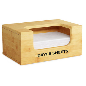 Wholesale Dryer Sheets Dispenser, Bamboo Container Storage Box for Laundry Room Organization,dryer sheet dispenser