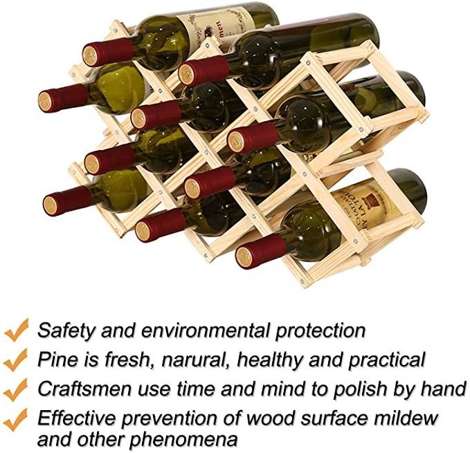 Countertop Bamboo Wooden Wine Racks, Wine Rack Wood, Wine Display Rack Shelf