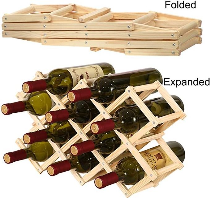 Countertop Bamboo Wooden Wine Racks, Wine Rack Wood, Wine Display Rack Shelf