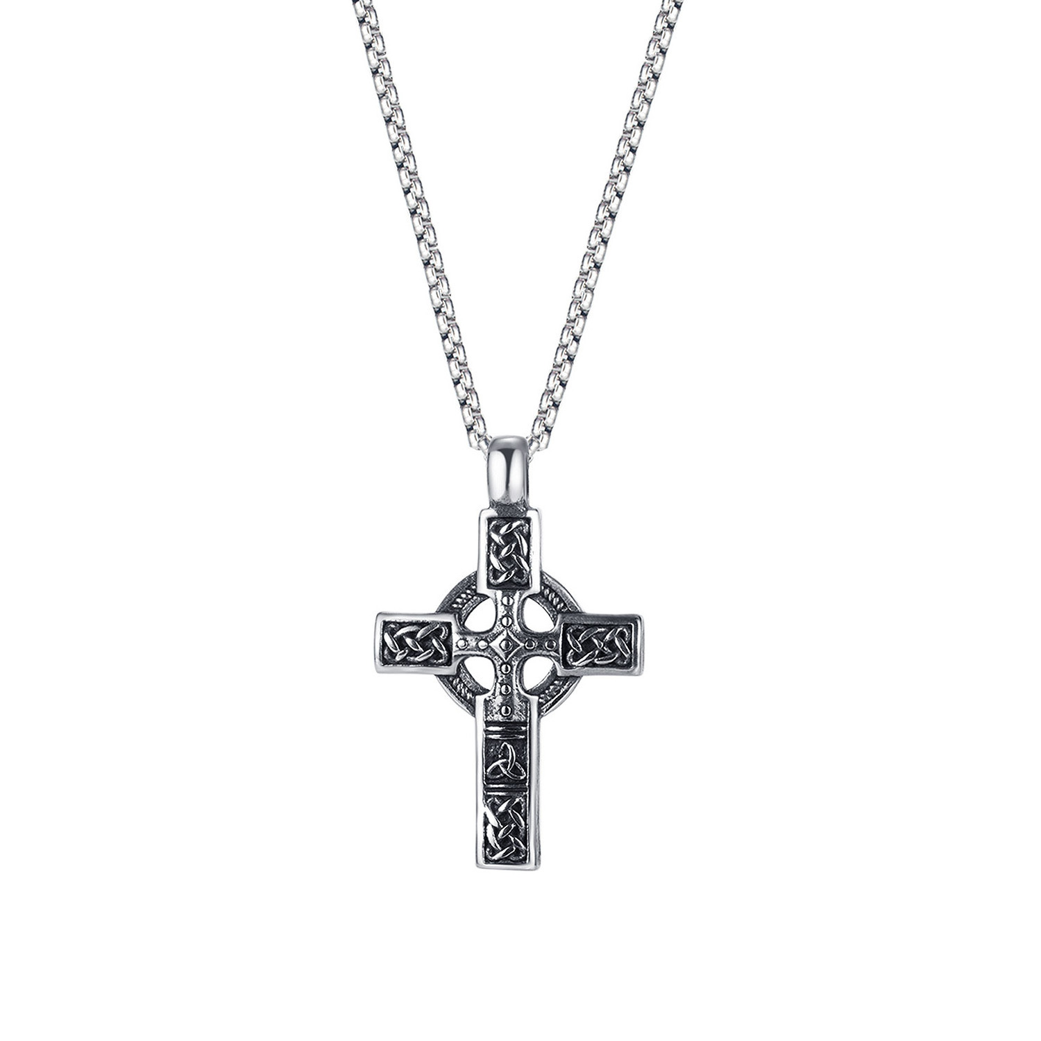 Custom Wholesale Stainless Steel Men Vintage Cross Celtic Jewelry Manufacturer Trending Pendant Necklace Jewelry