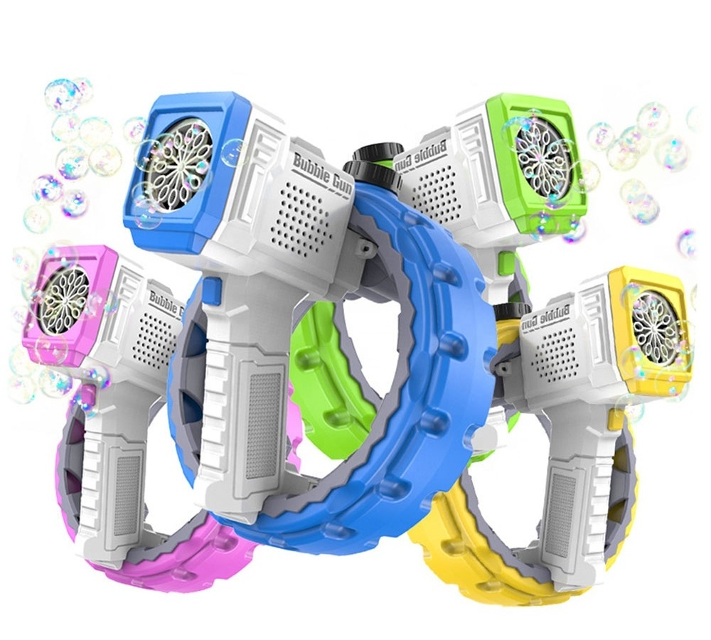 New Arrival Outdoor Summer Toys high-capacity Battery Operated Bubble  shooter Gun with lights