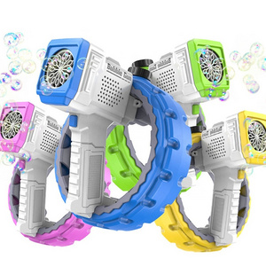 New Arrival Outdoor Summer Toys high-capacity Battery Operated Bubble  shooter Gun with lights