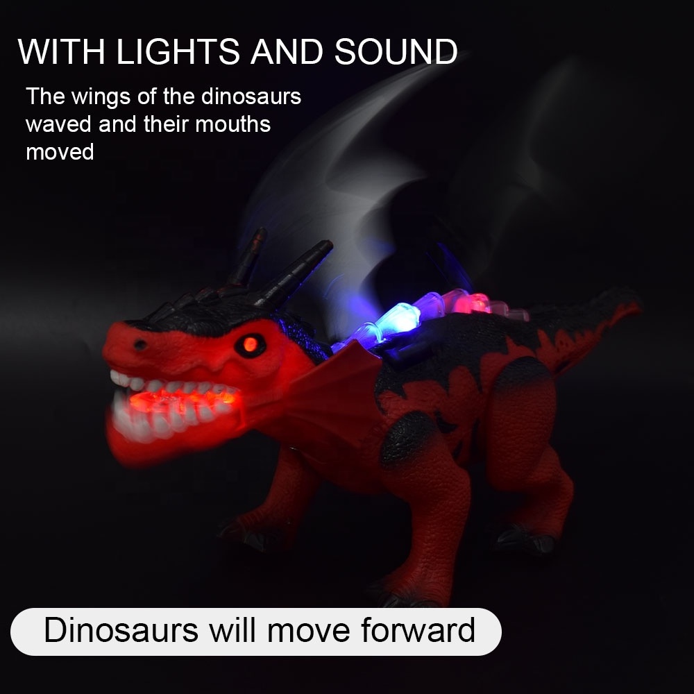 Fiery dragon Model Electric Dinosaurs Waving wings With sound And Lights walking dino toys