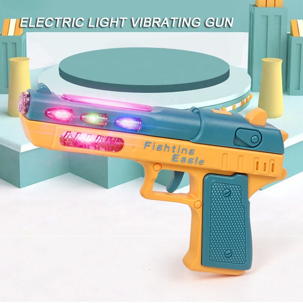 New product Flash Vibration Toy Gun Simulation sound Light Children's Toy Gun plastic Electric Pistol