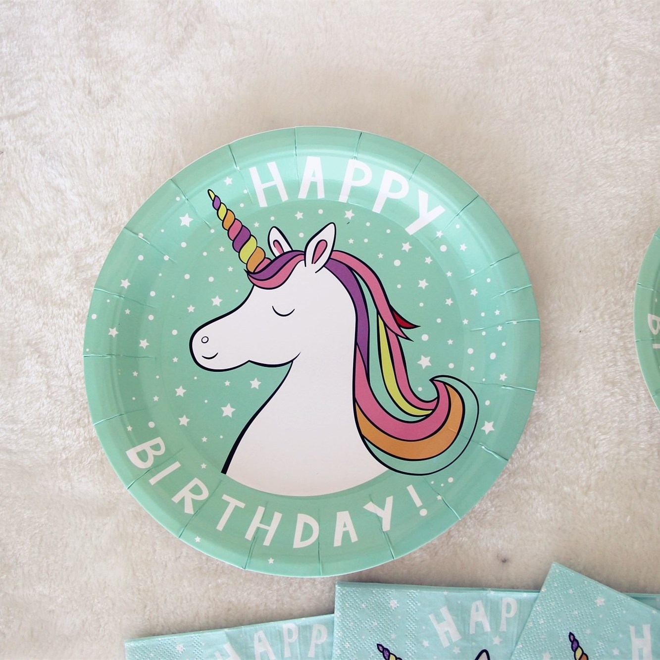 Birthday Cake Party Paper Plate Set Unicorn Napkin Paper Cups and Plates  and napkin set