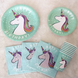 Birthday Cake Party Paper Plate Set Unicorn Napkin Paper Cups and Plates  and napkin set