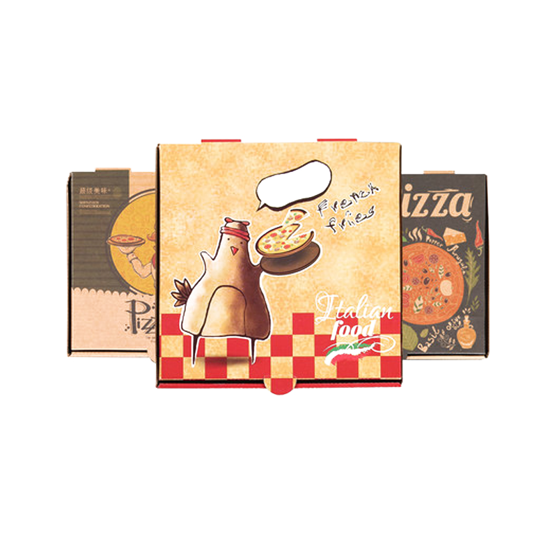 Custom Corrugated Takeout Pizza Box Fries Hamburger Baking Kraft Paper Pizza Boxes