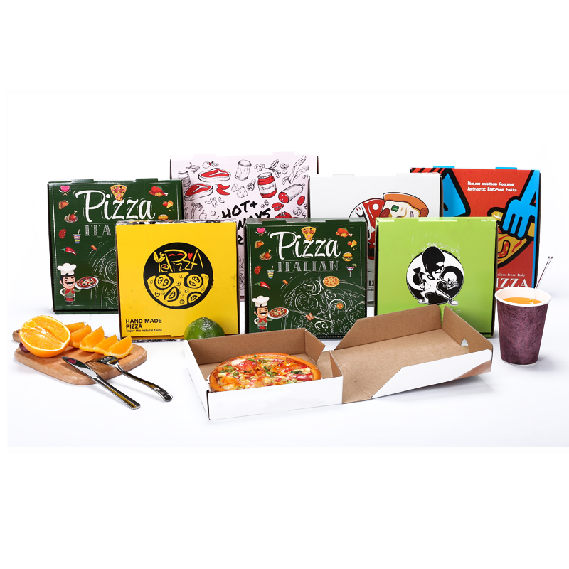 Custom Corrugated Takeout Pizza Box Fries Hamburger Baking Kraft Paper Pizza Boxes